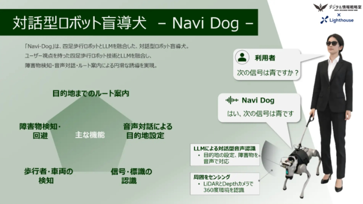 AI×四足歩行ロボットで“次世代の盲導犬”へ——デジタル情報戦略室×Lighthouseが対話型ロボット盲導犬「Navi-Dog」を共同開発