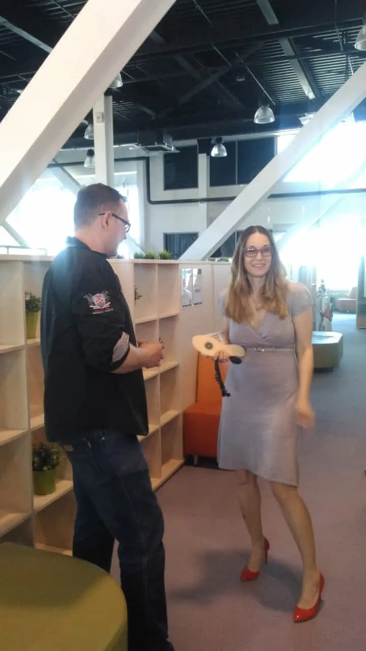 CEO of the project gives an interview to journalists after winning the А-Start accelerator