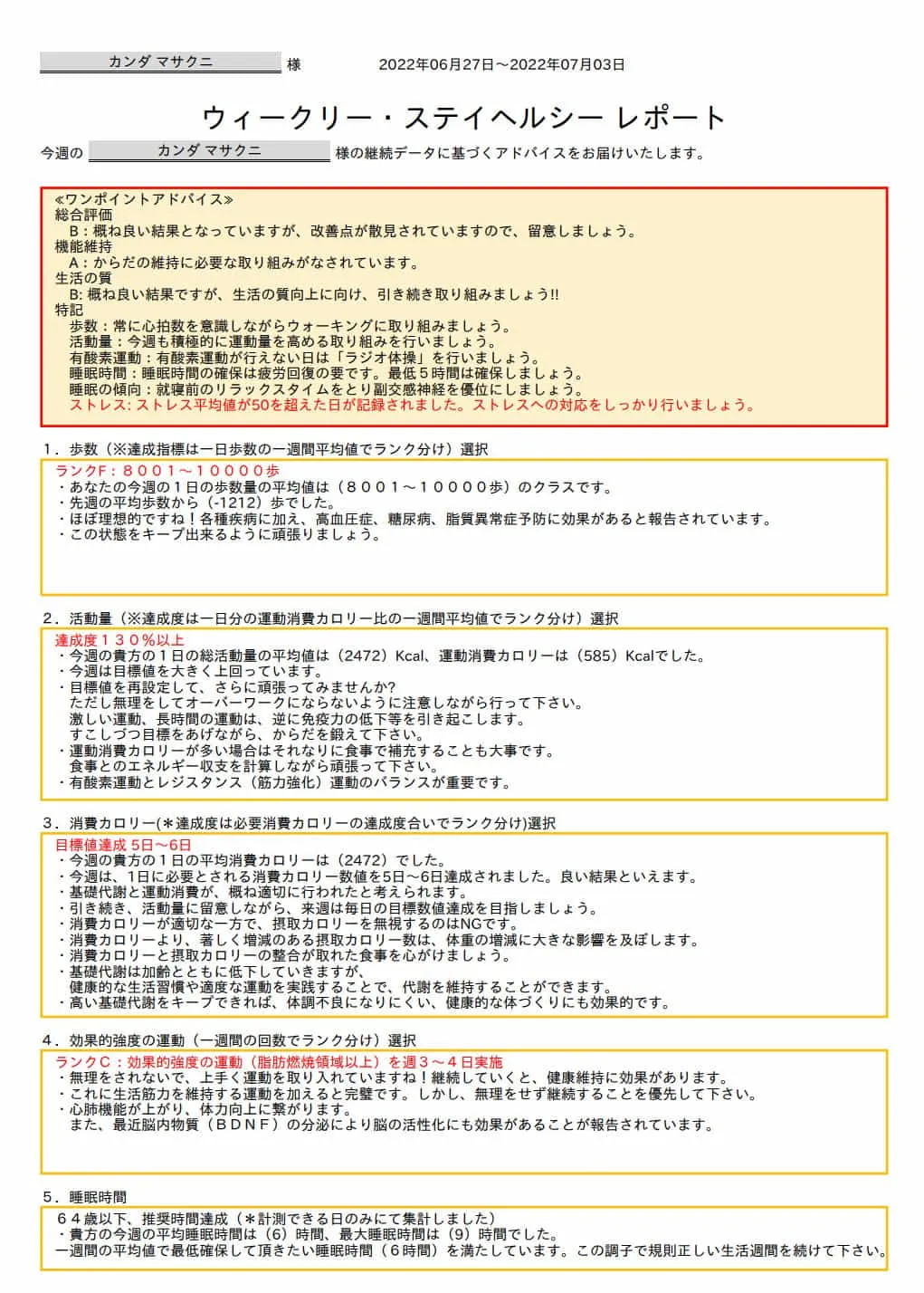 健康レポート