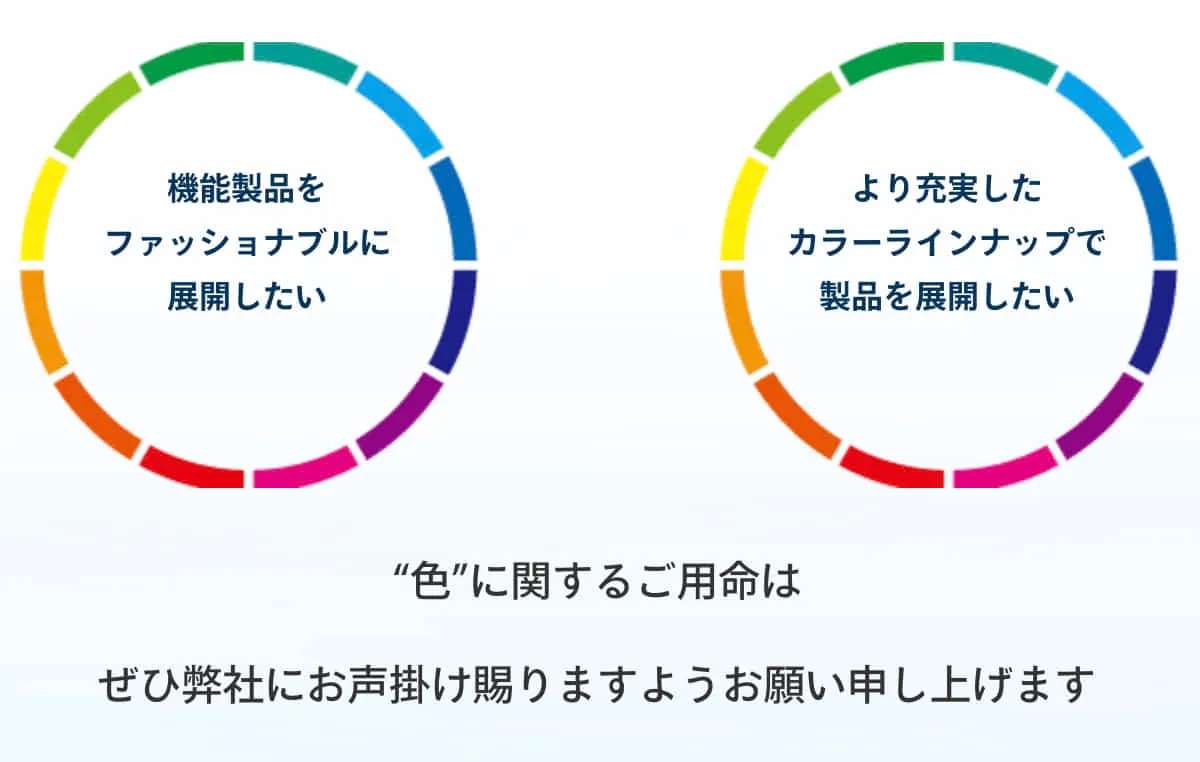 『機能製品』 x 『調色＆多色化』