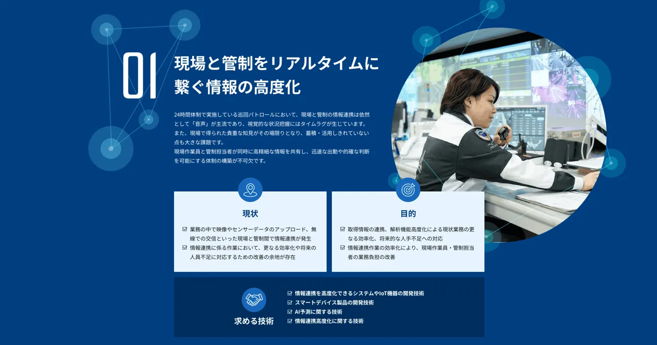 【テーマ01】現場と管制をリアルタイムに繋ぐパトロールの高度化