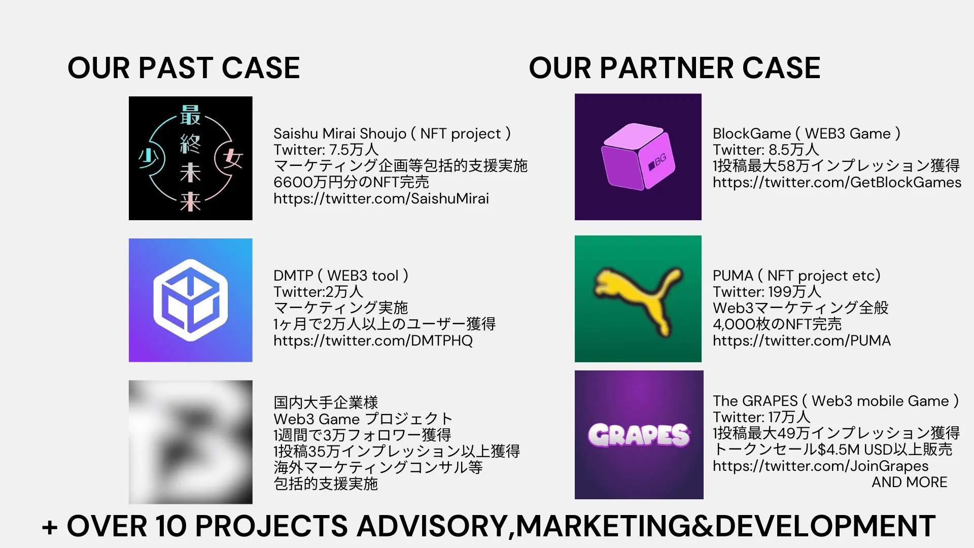 日本のWeb3プロジェクトを世界へ。
Web3、AI技術で新たなソリューションを。