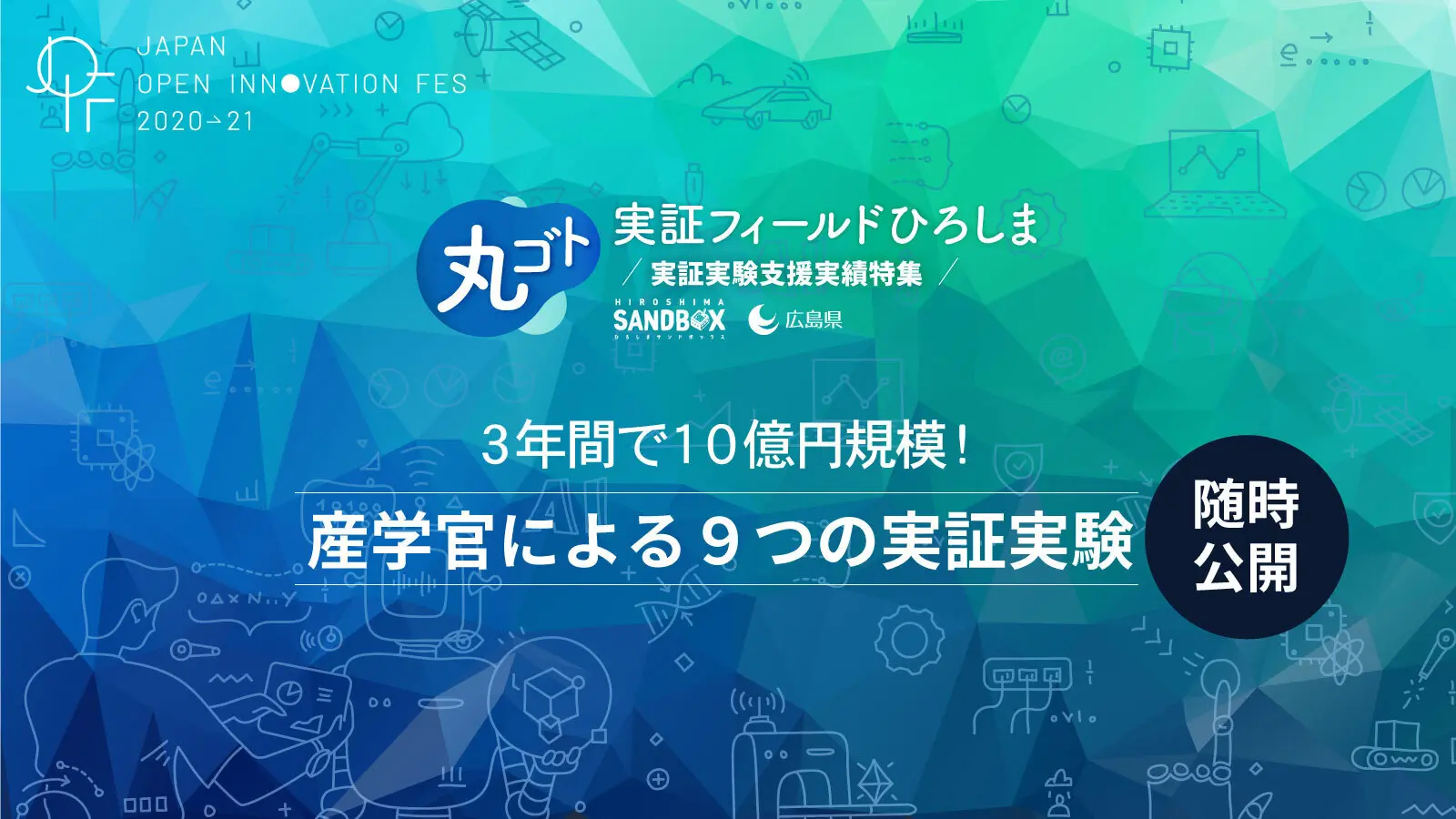 ”イノベーション立県”を目指す広島。3年間で10億円規模！「ひろしまサンドボックス」を軸に産学官による9つの実証実験を随時公開！