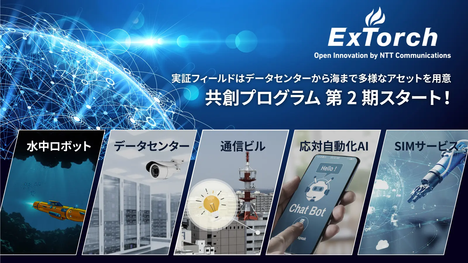 実証フィールドはデータセンターから海まで多様なアセットを用意！NTT Comによる第2期共創プログラム「ExTorch」 スタート！
