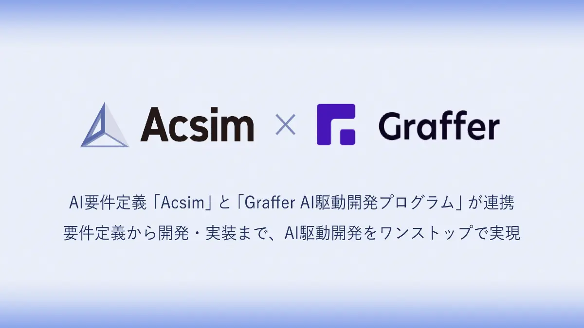 AI要件定義プラットフォーム「Acsim（アクシム）」を提供するROUTE06と生成AI活用による企業変革支援を行うグラファーが業務提携