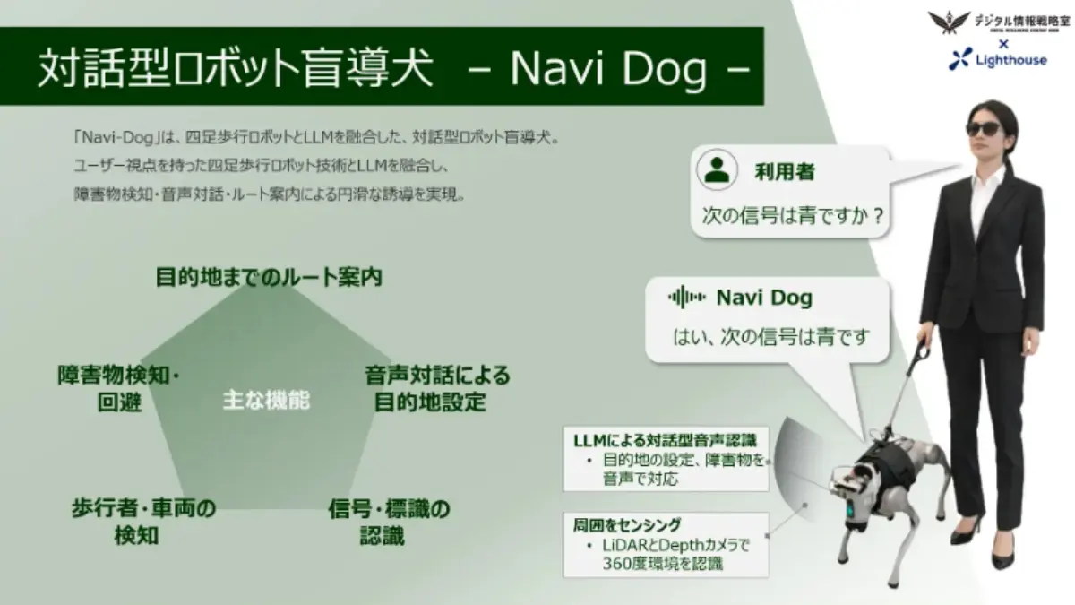 AI×四足歩行ロボットで“次世代の盲導犬”へ——デジタル情報戦略室×Lighthouseが対話型ロボット盲導犬「Navi-Dog」を共同開発