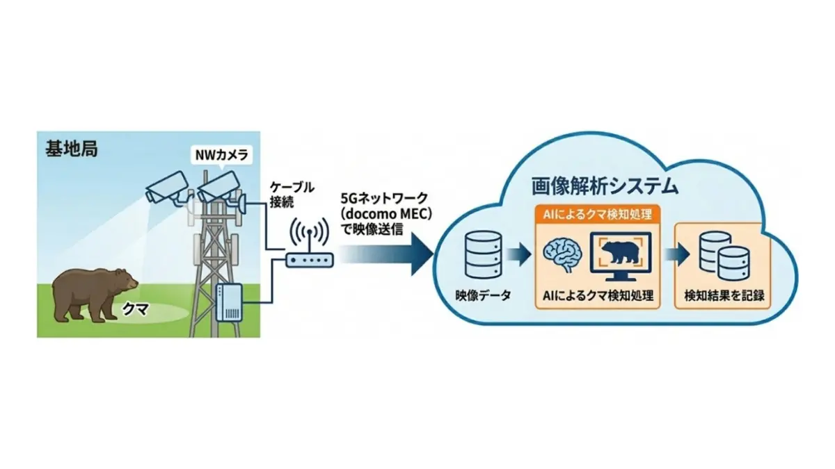 NTTドコモ、基地局×AIでクマ出没をリアルタイム検知　北海道で実証実験開始、人と野生動物の共生をめざす 