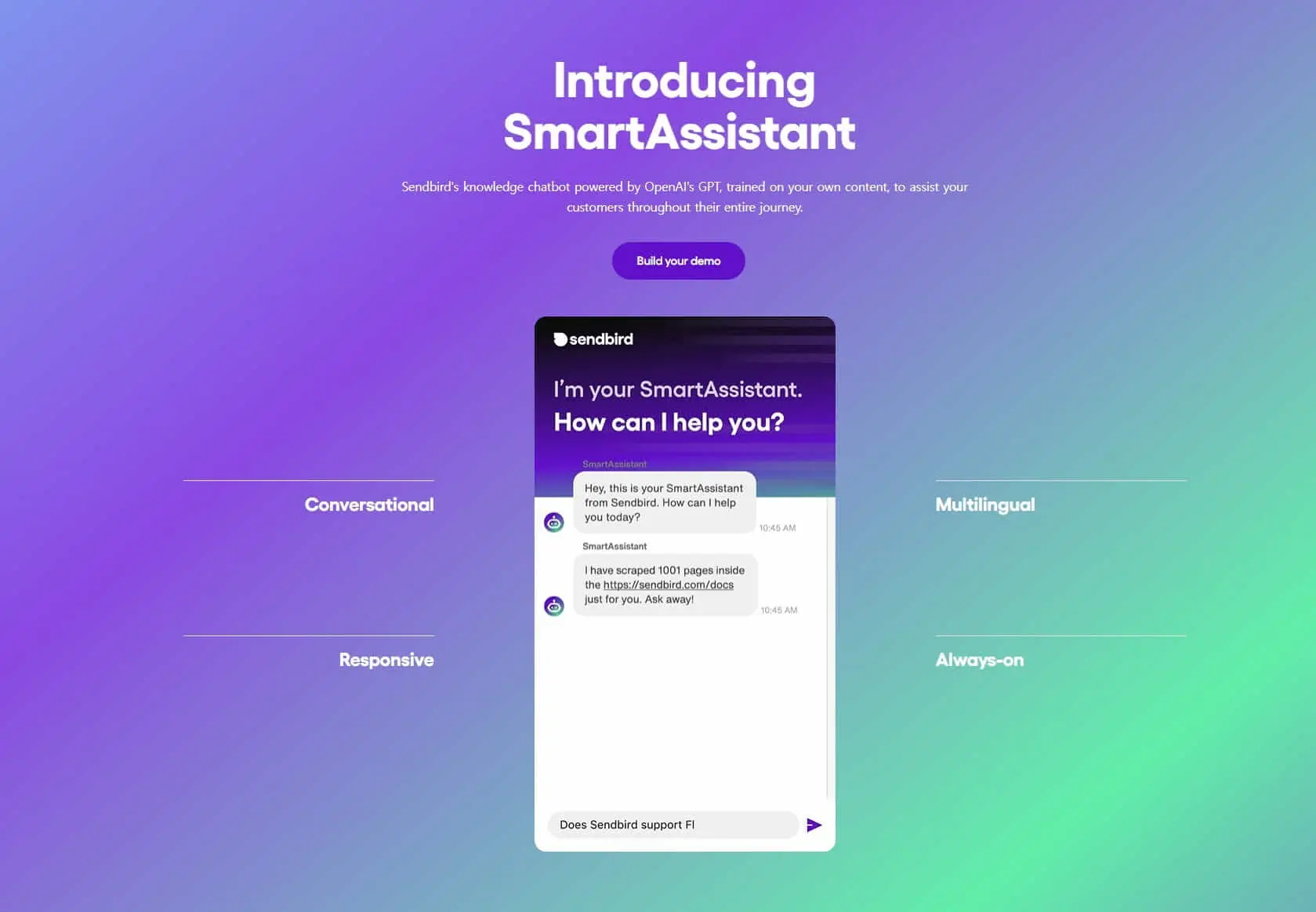 センドバード、初のウェブ・モバイルアプリ用ノーコード生成AIチャットボット、SmartAssistantを発売