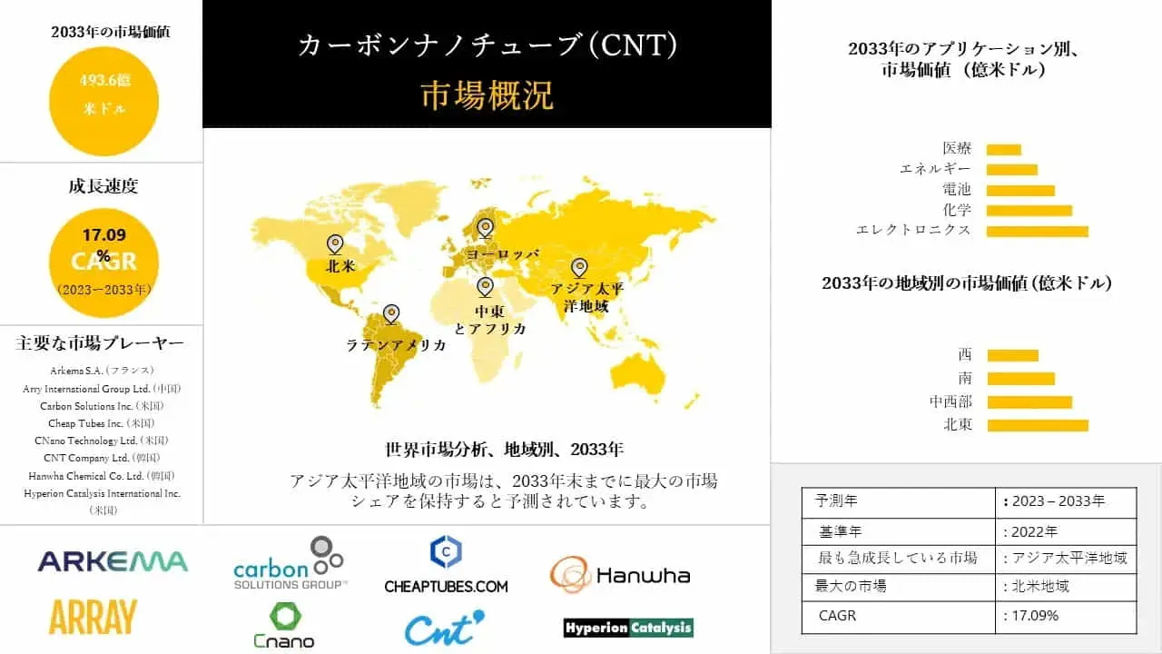 世界のカーボンナノチューブ産業規模調査、シェア、動向、洞察、トップメーカー、需要分析概要 - 2024-2036年予測