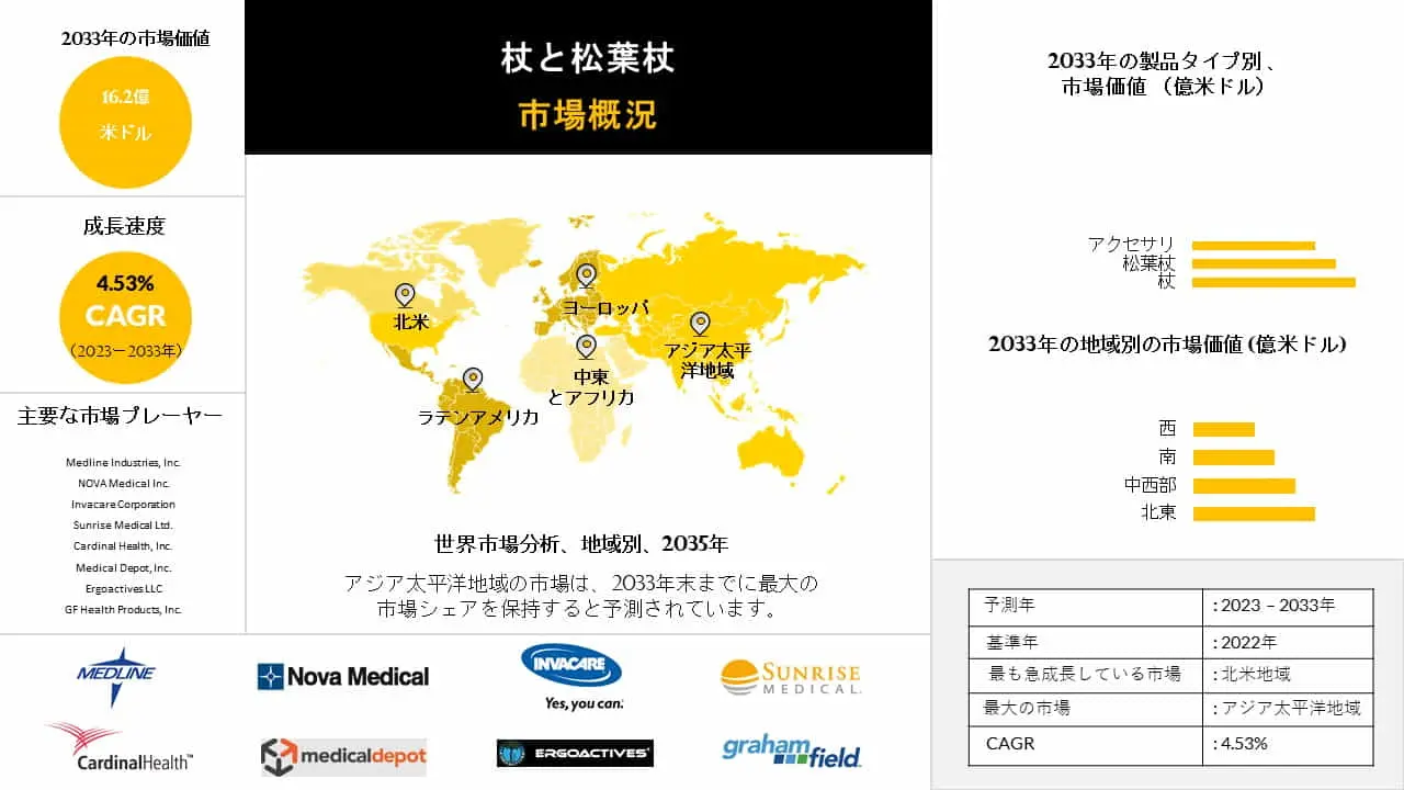 杖・松葉杖市場の発展、動向、巨大需要、成長分析、予測2023-2033年