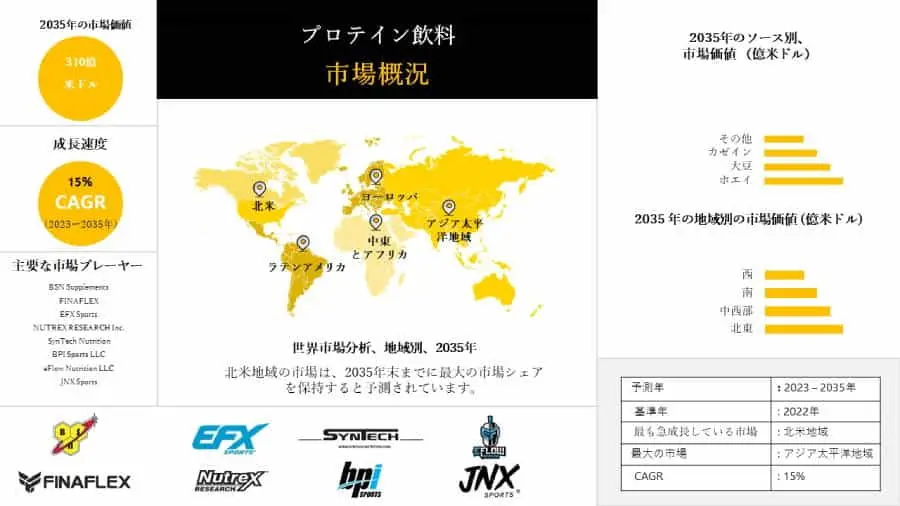 プロテイン飲料業界、規模、シェア、レポート、2023年～2035年予測