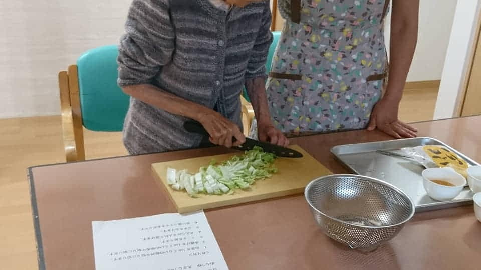 デイサービスにおいての調理実習（機能訓練）